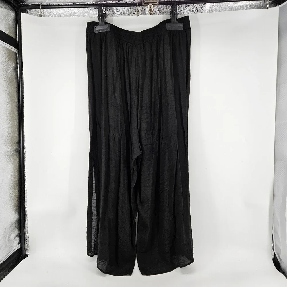 Torrid Black Wide Leg Side Slit Pants Plus Size 4x‎ Summer Vacation Flowy Resort